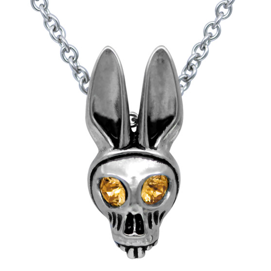 Bunny Skull Birthstone Necklace With Crystal