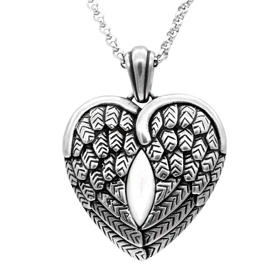 Wanderlust - Winged Heart with Mother Pearl Necklace