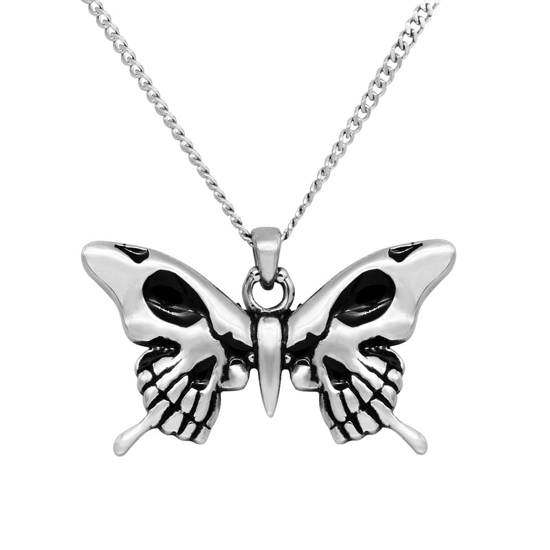 Silver Black and White Enamel Butterfly Necklace – Pink Sapphire Boutique  at Dana & Co.