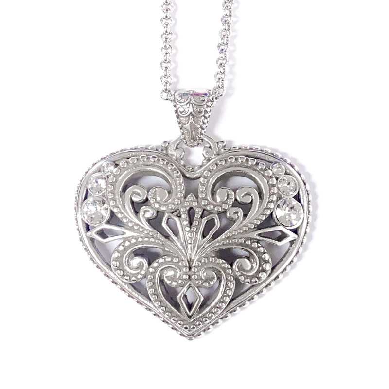 Clear Acrylic Heart Necklace With Crystal Rhinestones – Lara Glam Jewelry