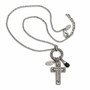 Antique Cross Pendant Necklace with Black Marble