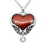 Heart and Skull “Bound Til Death” Necklace with clear crystal