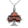 Skull Red Ace of Spades Necklace 