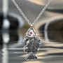 light Siam Crystal Eyed Fossil Fish Necklace 