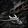 Dragon Skull Necklace with Clear Crystals