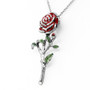 Rose Pendant Necklace with Red Epoxy Rosebud Gift for Flower Lovers Women Girl Jewelry