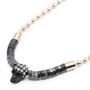 Rose Gold Plated Ball chain  Black skull with Black hematite beads Necklace