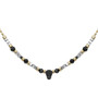 Black Spinel beads with Silver color hematite beads skull necklace - Gold plated