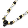 Black Spinel beads with Silver color hematite beads skull necklace - Gold plated
