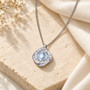 Bluish Gray Cat’s Eye Necklace Silver Plated Stainless Steel 24 Crystals