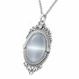 Gray Cat’s Eye Baroque Pendant Necklace Silver-Plated Stainless Steel 32-34 inch