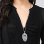 Gray Cat’s Eye Baroque Pendant Necklace Silver-Plated Stainless Steel 32-34 inch