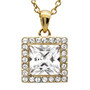 Gold Plated Necklace with 4.25 Ct. Square CZ and 24 clear Crystals Necklace
