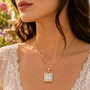 Gold Plated Necklace with 4.25 Ct. Square CZ and 24 clear Crystals Necklace