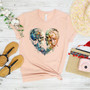 Dual Skull T-Shirt: Heart Embrace Design Tee, Heart T-Shirt, Gift for her, Gothic Graphics Shirt
