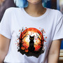 Cat Shirt - Harvest Moon fall design with black cat, great Halloween gift