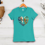 Women's Dual Skull T-Shirt: Heart Embrace Design Tee, Heart T-Shirt, Gift for her, Gothic Graphics Shirt