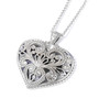 Vintage Filigree Heart Pendant Necklace with Clear Crystals