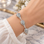 Engraved Teardrop Link Bracelet Silver-Plated Stainless Steel 7–8"