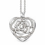 Heart Rose Pendant Necklace Silver Plated Stainless Steel 89 Clear Crystals