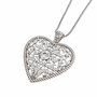 Silver-Plated Openwork Heart Necklace 112 Clear Crystals Stainless Steel