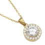 Gold-Plate Round Clear Crystal Halo Pendant Necklace