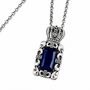 Blue Violet Crystal Crown Pendant Necklace Gothic Royal Silver Tone 22" Chain