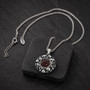 Skull Pendant Necklace Dark Red Crystals 316L Stainless Steel 18-20 Inch