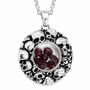 Skull Pendant Necklace Dark Red Crystals 316L Stainless Steel 18-20 Inch