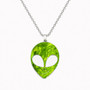 Green Mother of Pearl Smiling Alien Necklace 316L Stainless Steel Pendant