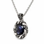 Dark Blue Checkerboard Crystal Pendant Necklace 316L Stainless Steel 26"
