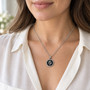 Rose Pendant Necklace Black Epoxy 42 Clear Crystals 316L Stainless Steel