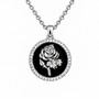 Rose Pendant Necklace Black Epoxy 42 Clear Crystals 316L Stainless Steel