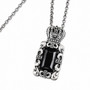 Black Crystal Crown Pendant Necklace – Silver Tone Gothic Jewelry