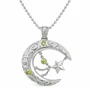 Double Crescent Moon Necklace 316L Stainless Steel 3 Yellow Crystals