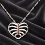 Ribcage Heart Necklace 316L Stainless Steel 11 Red Crystals 16–18"