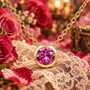 Birthstone Sphere Gold-Plated Stainless Steel Necklace with Crystal