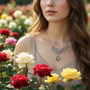 Rose Vine with White CZ Necklace
