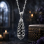 Teardrop Enmesh (Black) Necklace