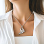Swallow with Black Cubic Zirconia Eyes Necklace