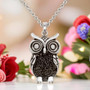 Owl Necklace "Night Bright Owl", Bird Pendant with Crystals
