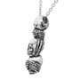 Speak No Evil, Hear No Evil, See No Evil Skull Necklace with clear crystal