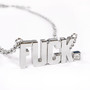 FUCK Pendant Block Letter Necklace with Clear crystal