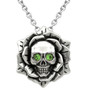 Skull Rose Birthstone Necklace With Crystal