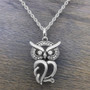 Owl Necklace "Luminous Owl", Bird Pendant with clear Crystals