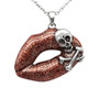 Toxic Love Red Lips Skull Necklace & Earrings Set