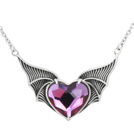 Heart Necklace - Child of the Night with Fuchsia crystal