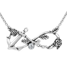 Infinity Love Anchor Necklace with clear crystal