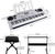 JMFinger 61 Keys Electronic Keyboards Portable Piano Keyboard for Beginners Set with Full Size Lighted Keys, Built-In Speakers, Microphone, OTG Cable, Music Stand, Keyboard Stand and Bench, Silver