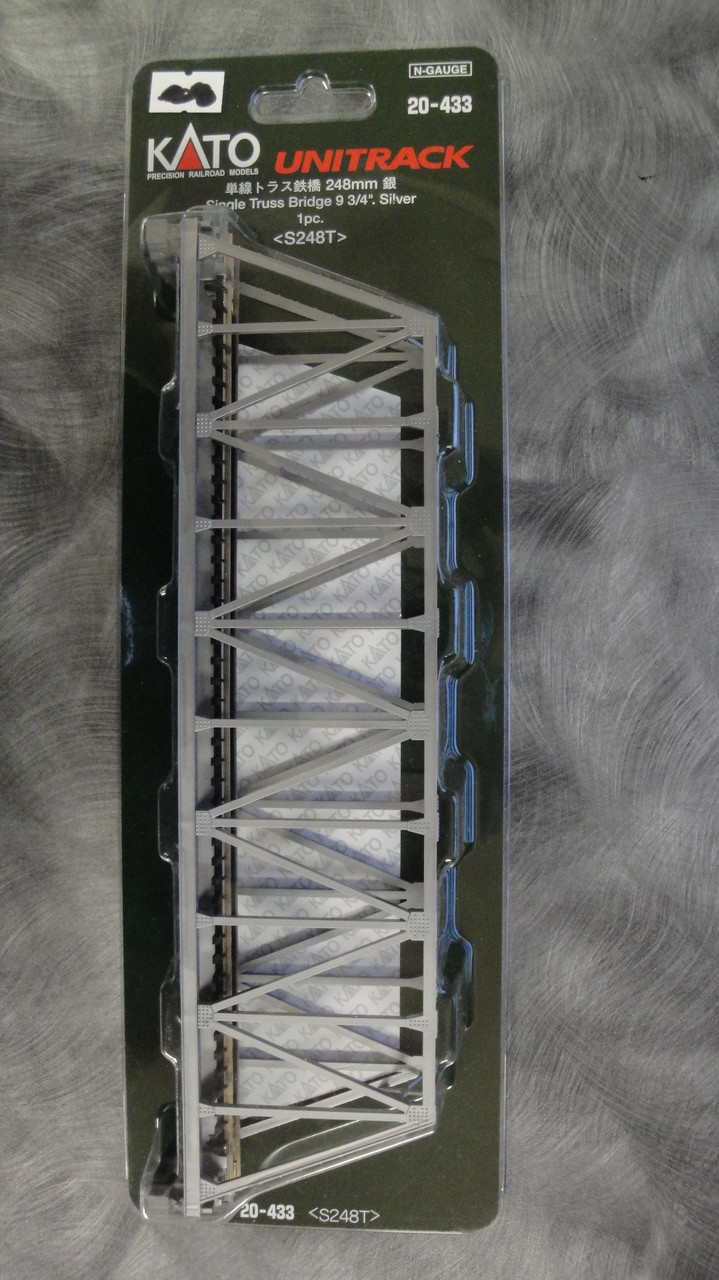 N Scale 9 3/4" KATO UNITRACK 20-433 Single Truss Bridge 248mm Silver 